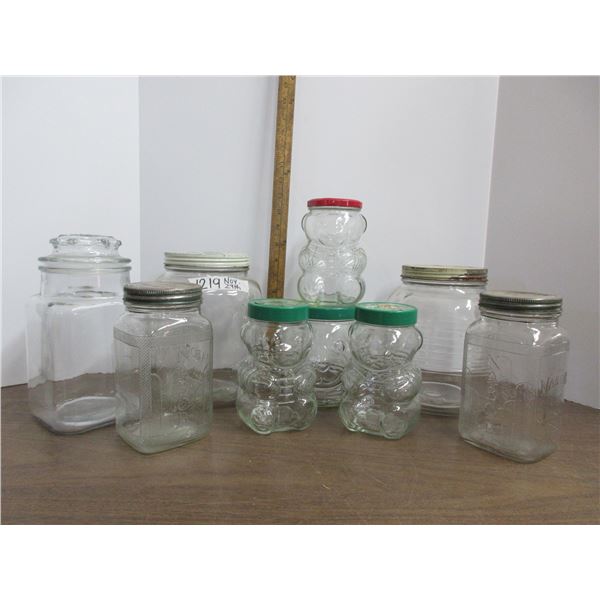Lot of Jars and 4 Peanut Butter jar (bear)