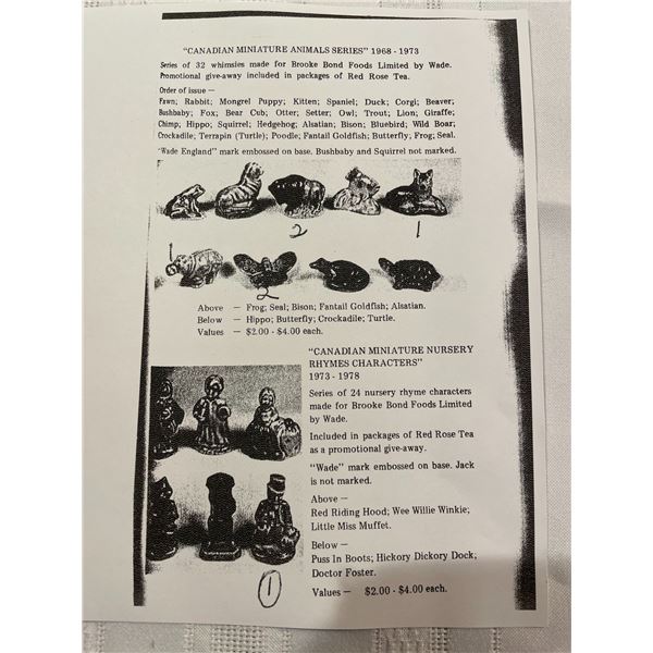 Red Rose Tea Collectables Canadian Miniatures Animals Series 1968-1973