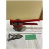 (1) Red Handle Ricer (1) Vegetable Scraper- all Metal
