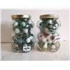 2 Bear Peanut Butter Jars of Marbles