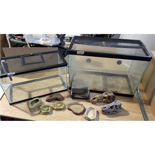 2 Aquariums with extras 13" X 24" & 11' X 20"