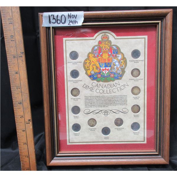 Canadian Dime Collection- Framed