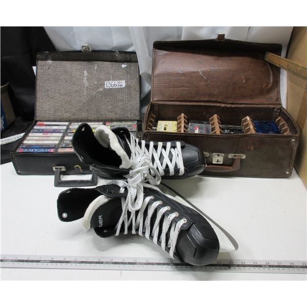 2 boxes of Music Cassette Tapes and Bauer- Nexus Ice Skates (size 44 Euro)