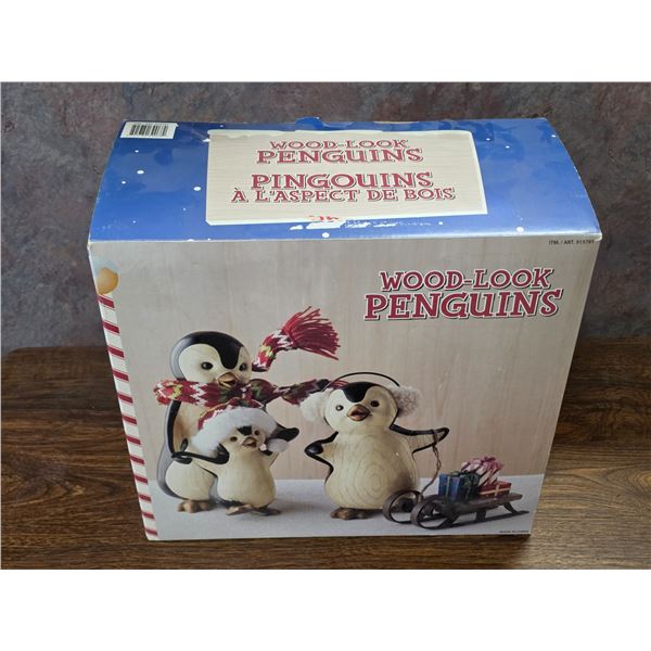 Wood-look penguins-NIB