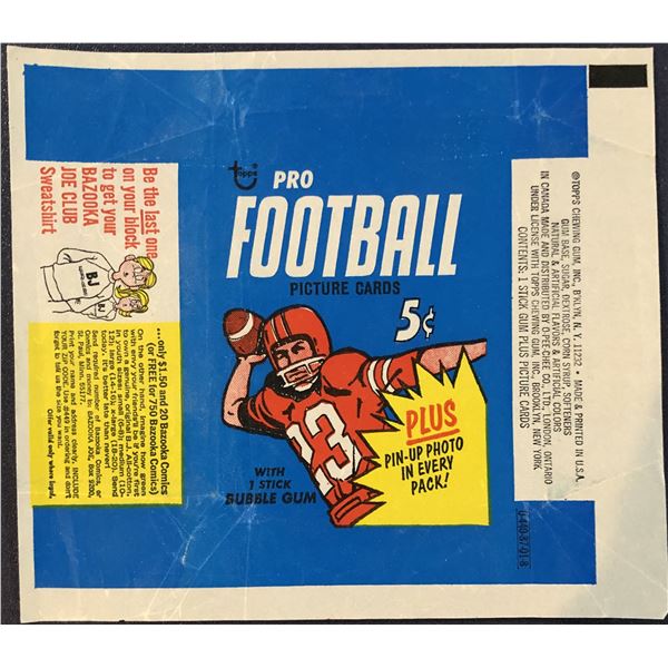 1968 TOPPS NFL WRAPPER