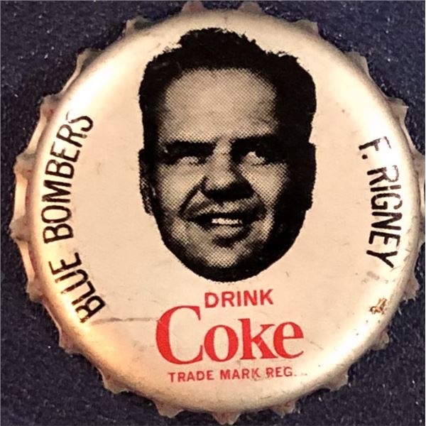 1965 COCA COLA CFL BOTTLE CAPS - FRANK RIGNEY (HOF)