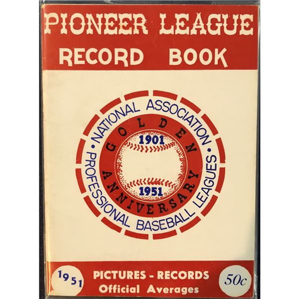 1951 PIONEER LEAGUE LEAGUE RECORD BOOK