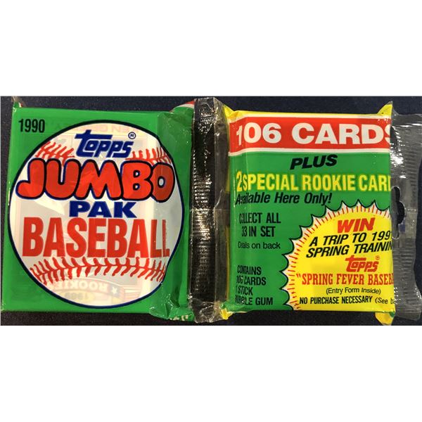 1990 TOPPS BASEBALL JUMBO CELLO PACK - KEN GRIFFEY JR. ROOKIE GLOSSY SHOWING