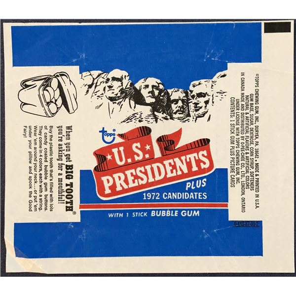 1972 TOPPS U.S. PRESIDENTS WRAPPER