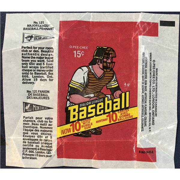 1978 O-PEE-CHEE BASEBALL WRAPPER