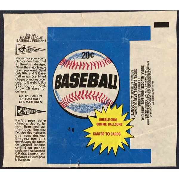 1980 O-PEE-CHEE BASEBALL WRAPPER