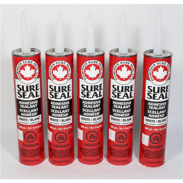 5 TUBES OF SURE SEAL ADHESIVE SEALANT