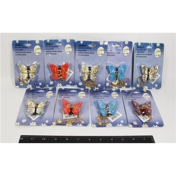 LOT OF BUTTERFLY FAN AND LIGHTING PULL CHAINS