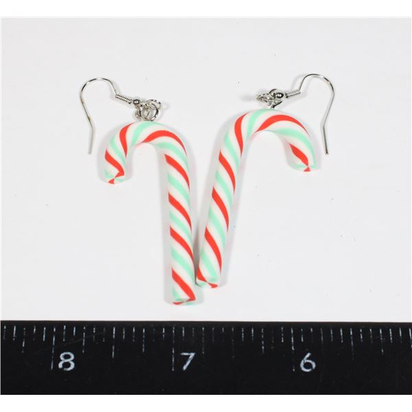 NEW PEPPERMINT CANDY CANE DROP EARRINGS
