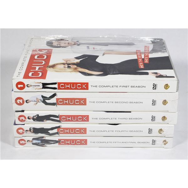 CHUCK SEASONS 1-5 ON DVD. SEASON 1 IS OPEN, THE