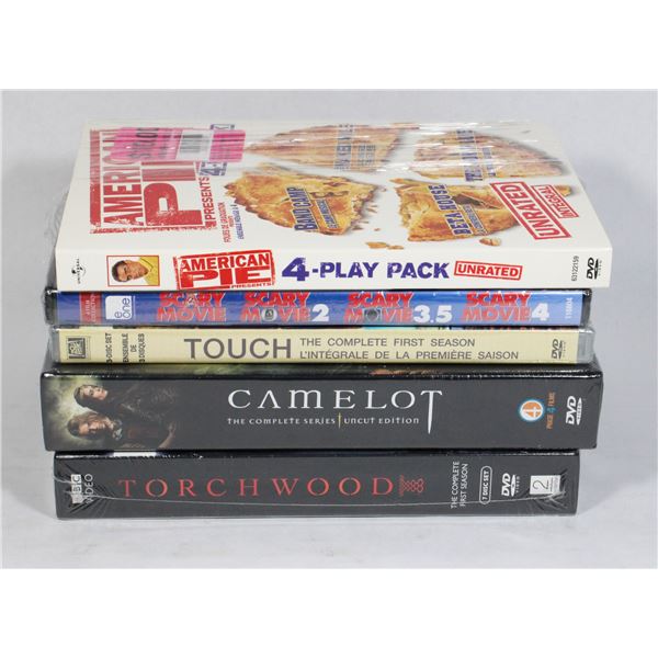 BUNDLE OF ASSORTED OF NEW DVDS AND TV SEASONS