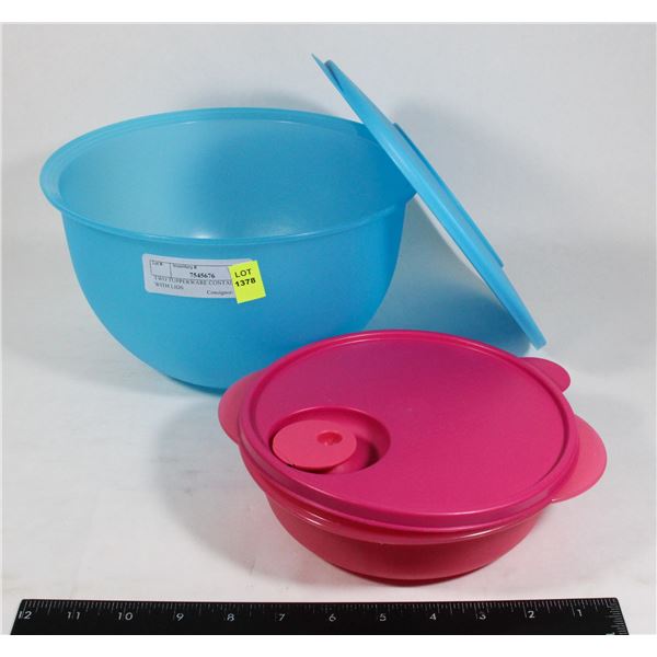 TWO TUPPERWARE CONTAINERS WITH LIDS
