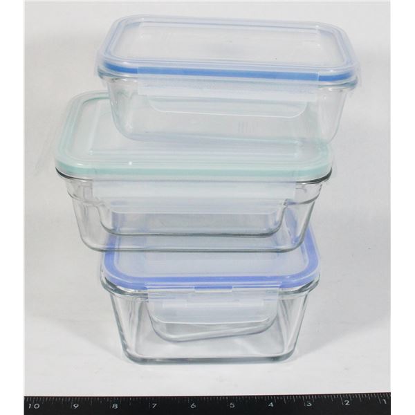 TRAY OF LOCKING LID GLASS CONTAINERS
