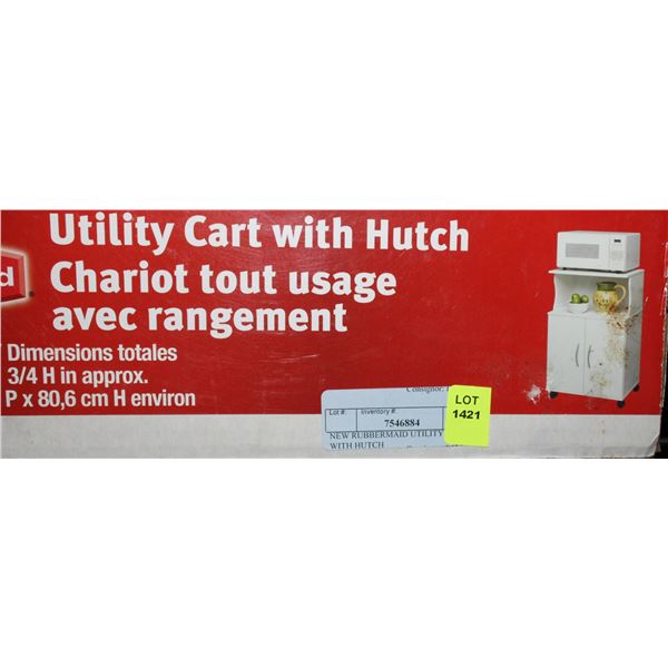 NEW RUBBERMAID UTILITY CART WITH HUTCH