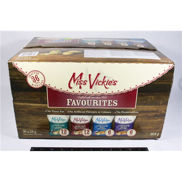CASE OF 36 MISS VICKIES KETTLE COOKED CHIPS