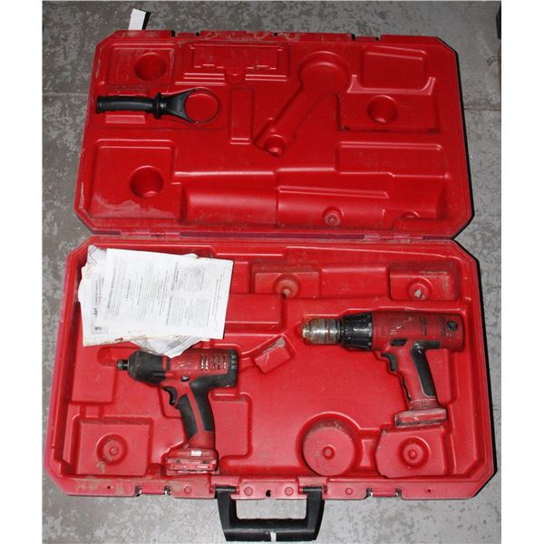 MILWAUKEE DRILL SET IN CASE. TOOLS ONLY
