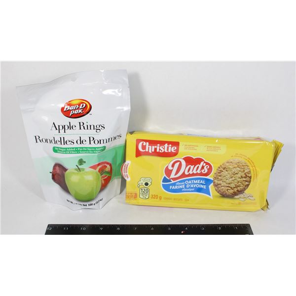PACK OF APPLE RINGS ING DADS OATMEAL COOKIES