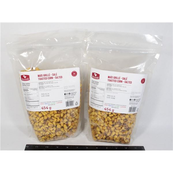 TWO BAGS OF TOASTED CORN SALTED