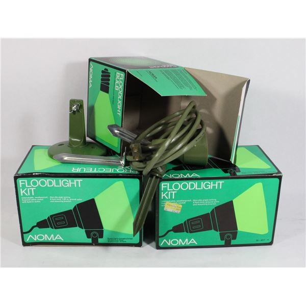 3 NOMA FLOODLIGHT KITS, ONE HAS NO BULB