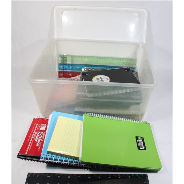 LOT OF NEW NOTEPADS IN SMALL TOTE