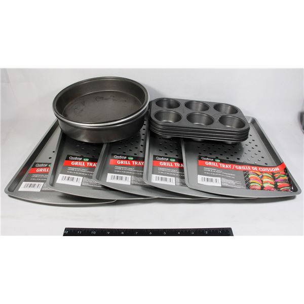 BETTY CROCKER MUFFIN/PIE TINS AND GRILL TRAY
