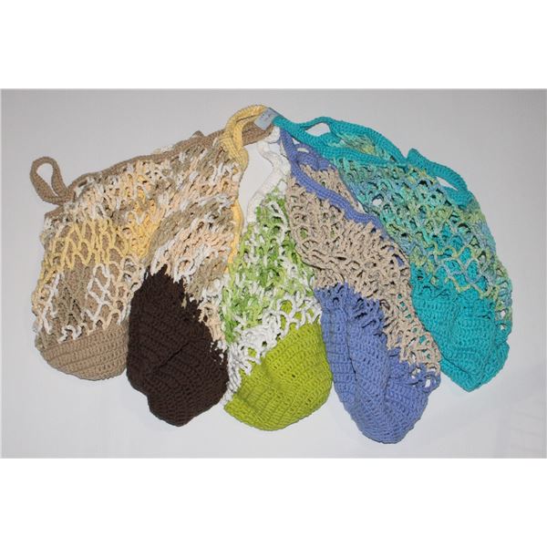 BUNDLE OF HAND KNIT SHOPPING BAGS