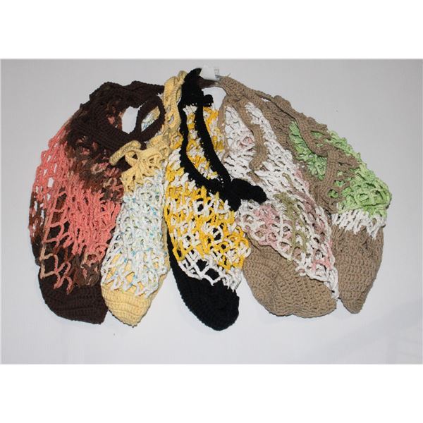 BUNDLE OF HAND KNIT SHOPPING BAGS