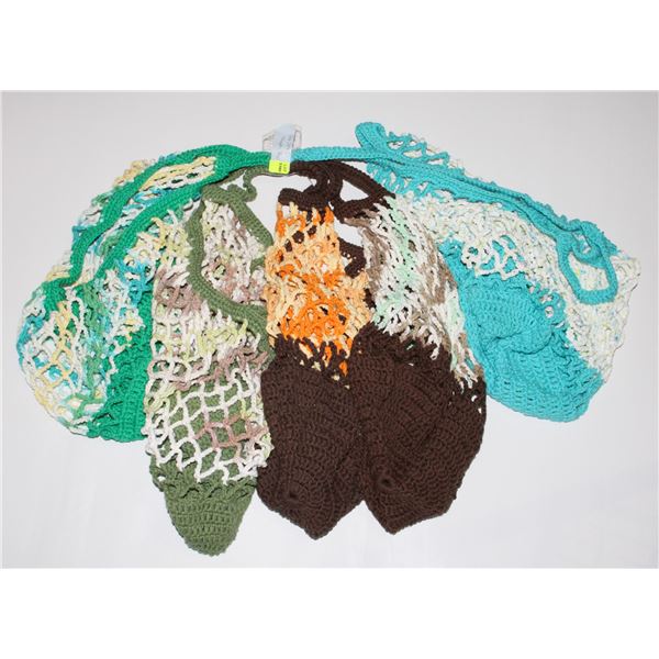 BUNDLE OF HAND KNIT SHOPPING BAGS