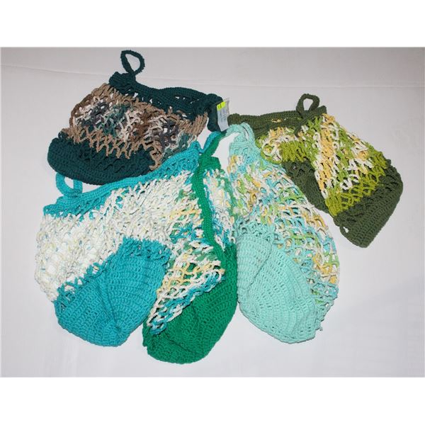BUNDLE OF HAND KNIT SHOPPING BAGS