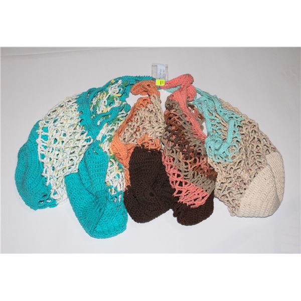 BUNDLE OF HAND KNIT SHOPPING BAGS
