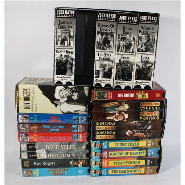LOT OF WESTER VHS TAPES INCLUDING JOHN WAYNE,