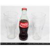 Image 1 : 2 COCA COLA GLASS CUPS AND SEALED BOTTLE FROM