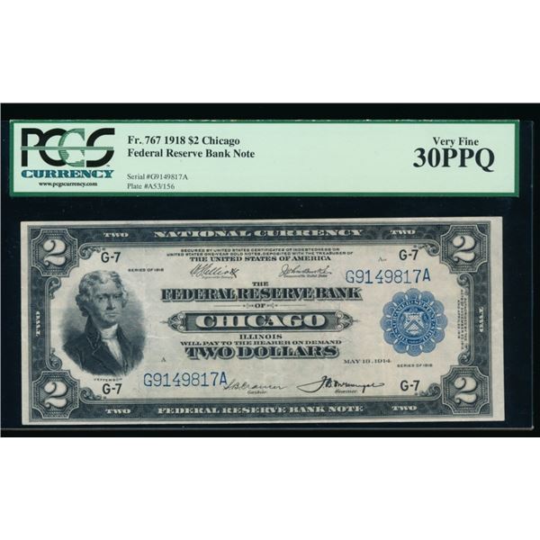 1918 $2 Chicago FRBN PCGS 30PPQ
