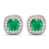 Image 1 : 14KT Yellow Gold 1.92ctw Zambian Emerald and Diamond Earrings