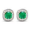Image 3 : 14KT Yellow Gold 1.92ctw Zambian Emerald and Diamond Earrings