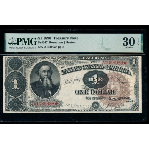 1890 $1 Treasury Note PMG 30EPQ