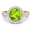 Image 3 : 14KT Yellow Gold 2.6ctw Peridot and Diamond Ring