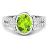 Image 3 : 14KT White Gold 1.6ctw Peridot and Diamond Ring