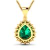 Image 3 : 14KT Yellow Gold 2.85ctw Zambian Emerald and Diamond Pendant