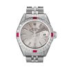 Image 1 : Rolex Ladies Stainless Steel Ruby And Diamond Bezel Date Watch