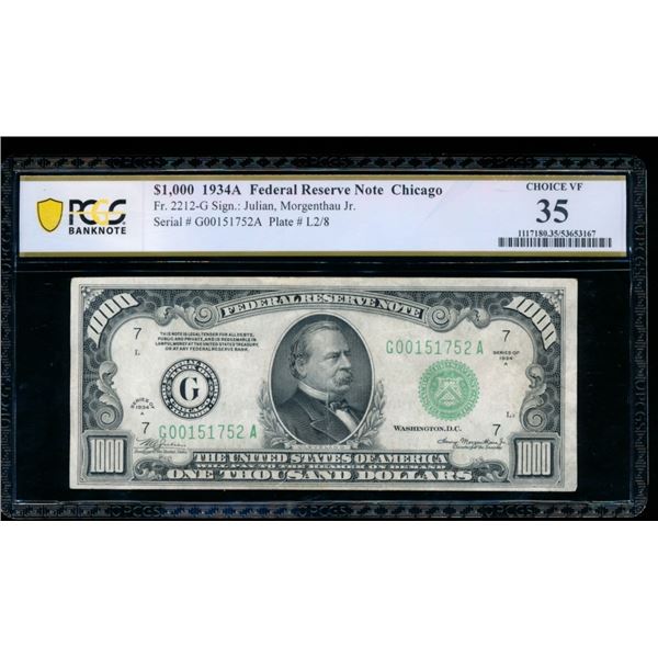1934A $1000 Chicago FRN PCGS 35