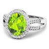 Image 2 : 14KT White Gold 3.85ctw Peridot and Diamond Ring