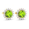 Image 3 : 14KT Yellow Gold 1.72ctw Peridot Topaz and Diamond Earrings