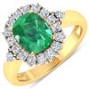 Image 1 : 14KT Yellow Gold 1.74ct Zambian Emerald and Diamond Ring