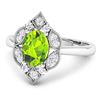 Image 2 : 14KT White Gold 1.05ctw Peridot and Diamond Ring